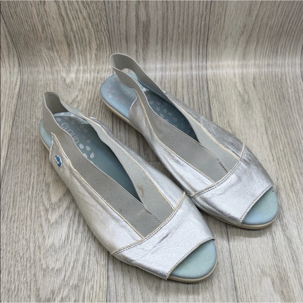 Silver Women's Peep Toe Flats